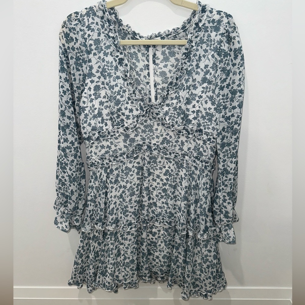 DILLARDS FLORAL MID-SLEEVE DRESS